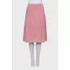 Flared pink suede skirt