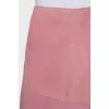 Flared pink suede skirt