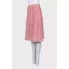 Flared pink suede skirt
