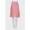 Flared pink suede skirt