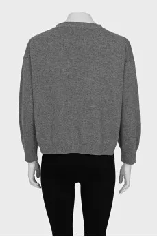 Cropped gray cardigan with buttons