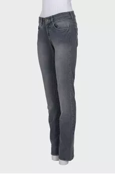 Mid-rise grey jeans