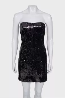 Black sequin mini dress with tag