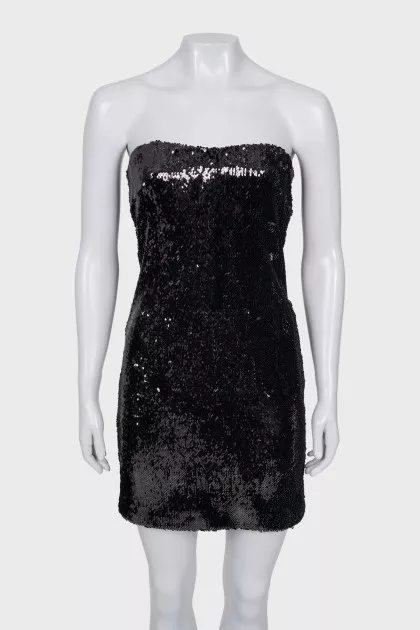 Black sequin mini dress with tag