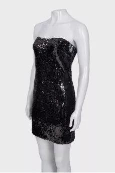 Black sequin mini dress with tag
