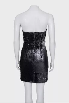 Black sequin mini dress with tag