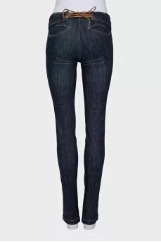 Skinny jeans decorated with lacing