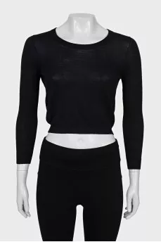 Wool and silk jumper with open back