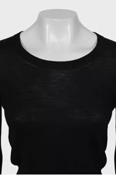 Wool and silk jumper with open back
