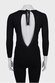 Wool and silk jumper with open back