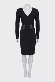 Fitted black wool dress
