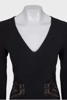 Fitted black wool dress