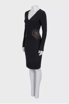 Fitted black wool dress