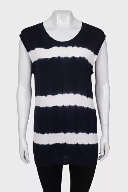 Striped wool and cashmere tank top