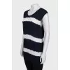 Striped wool and cashmere tank top