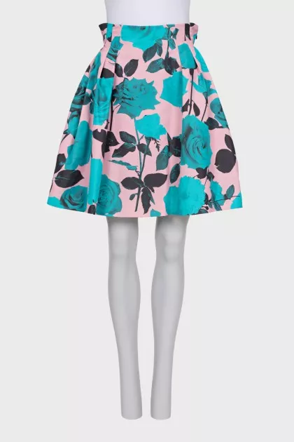 Silk skirt with contrast print