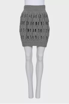 Wool skirt with shaped cutouts