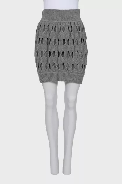 Wool skirt with shaped cutouts