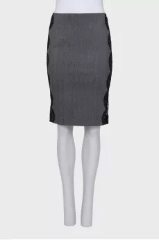 Gray skirt with lace inserts