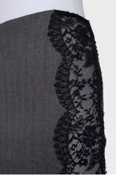 Gray skirt with lace inserts