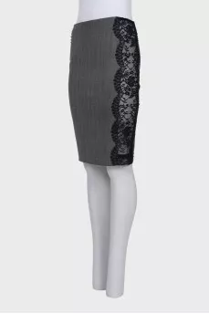 Gray skirt with lace inserts