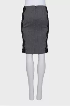 Gray skirt with lace inserts