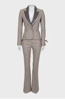 Checkered suit with flared trousers