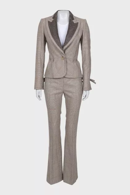 Checkered suit with flared trousers