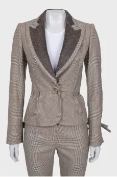 Checkered suit with flared trousers