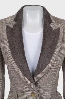 Checkered suit with flared trousers