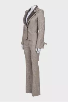 Checkered suit with flared trousers