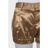 Cropped shorts with elastic bands