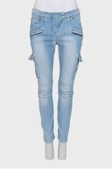 Skinny fit jeans with patch pockets