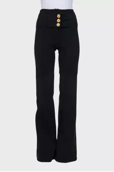 Wide-leg trousers with gold buttons