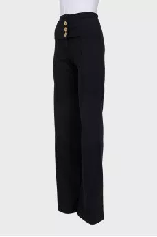 Wide-leg trousers with gold buttons