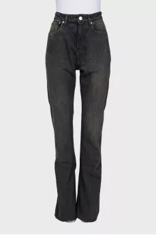 Gray flared jeans