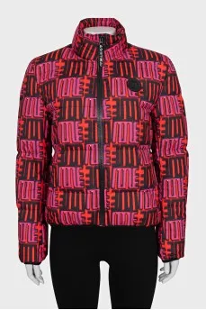 Straight down jacket with a bright print
