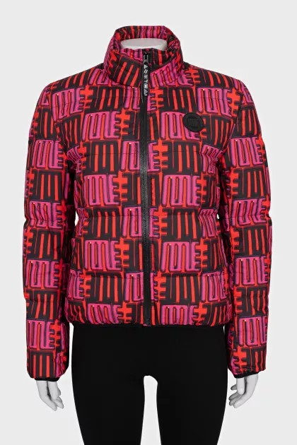 Straight down jacket with a bright print