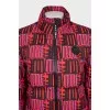 Straight down jacket with a bright print
