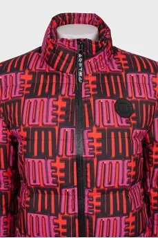 Straight down jacket with a bright print