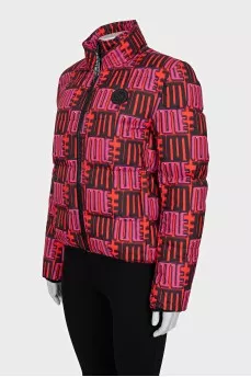 Straight down jacket with a bright print