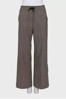 Wide-leg trousers in houndstooth print