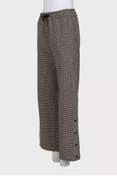 Wide-leg trousers in houndstooth print