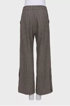 Wide-leg trousers in houndstooth print