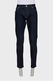 Men's dark blue straight fit jeans