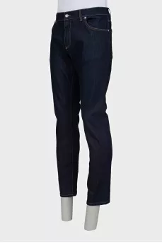 Men's dark blue straight fit jeans