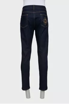 Men's dark blue straight fit jeans