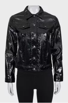 Glossy faux leather jacket
