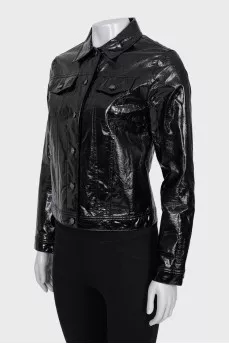 Glossy faux leather jacket