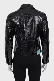 Glossy faux leather jacket